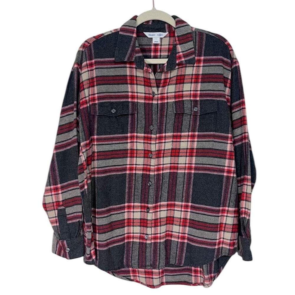 Old Navy The Boyfriend Shirt Plaid Flannel Shirt